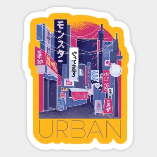 Japanese city street Sticker